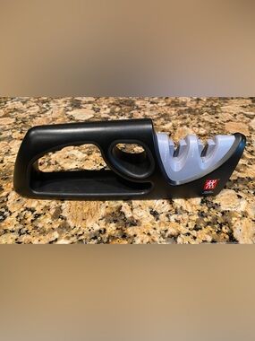 ZWILLING TWO-STAGE PULL-THROUGH KNIFE SHARPENER-GRAY & BLACK